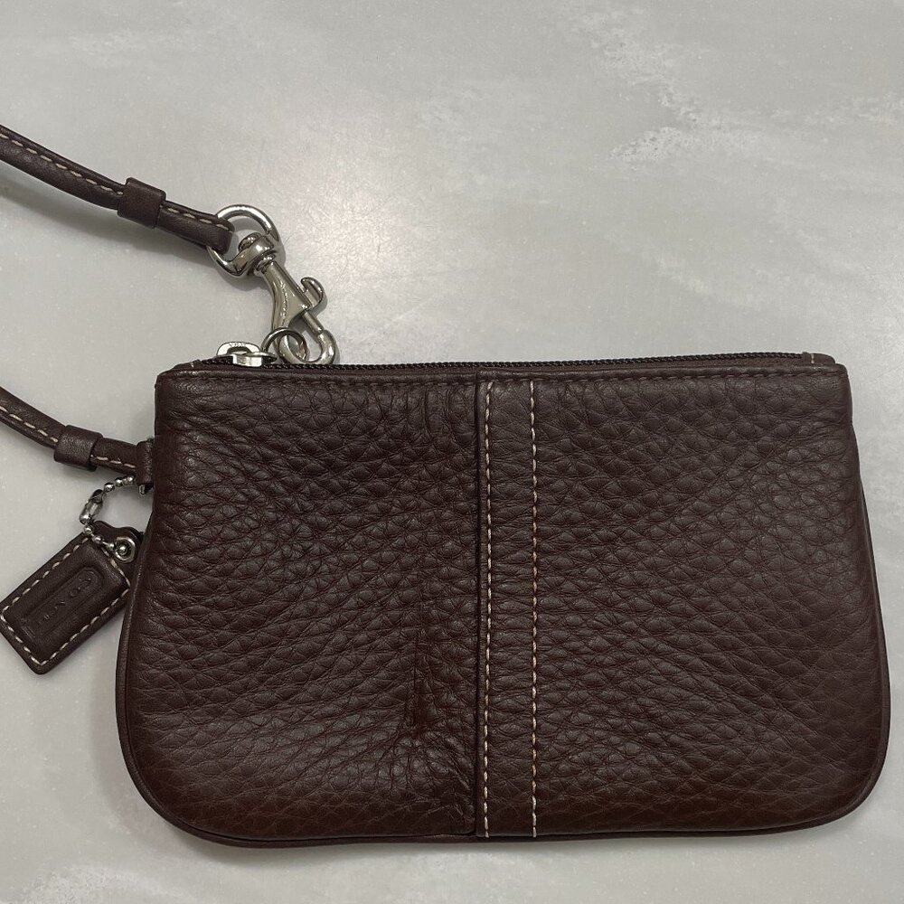 Coach Chocolate Brown Leather Wristlet
